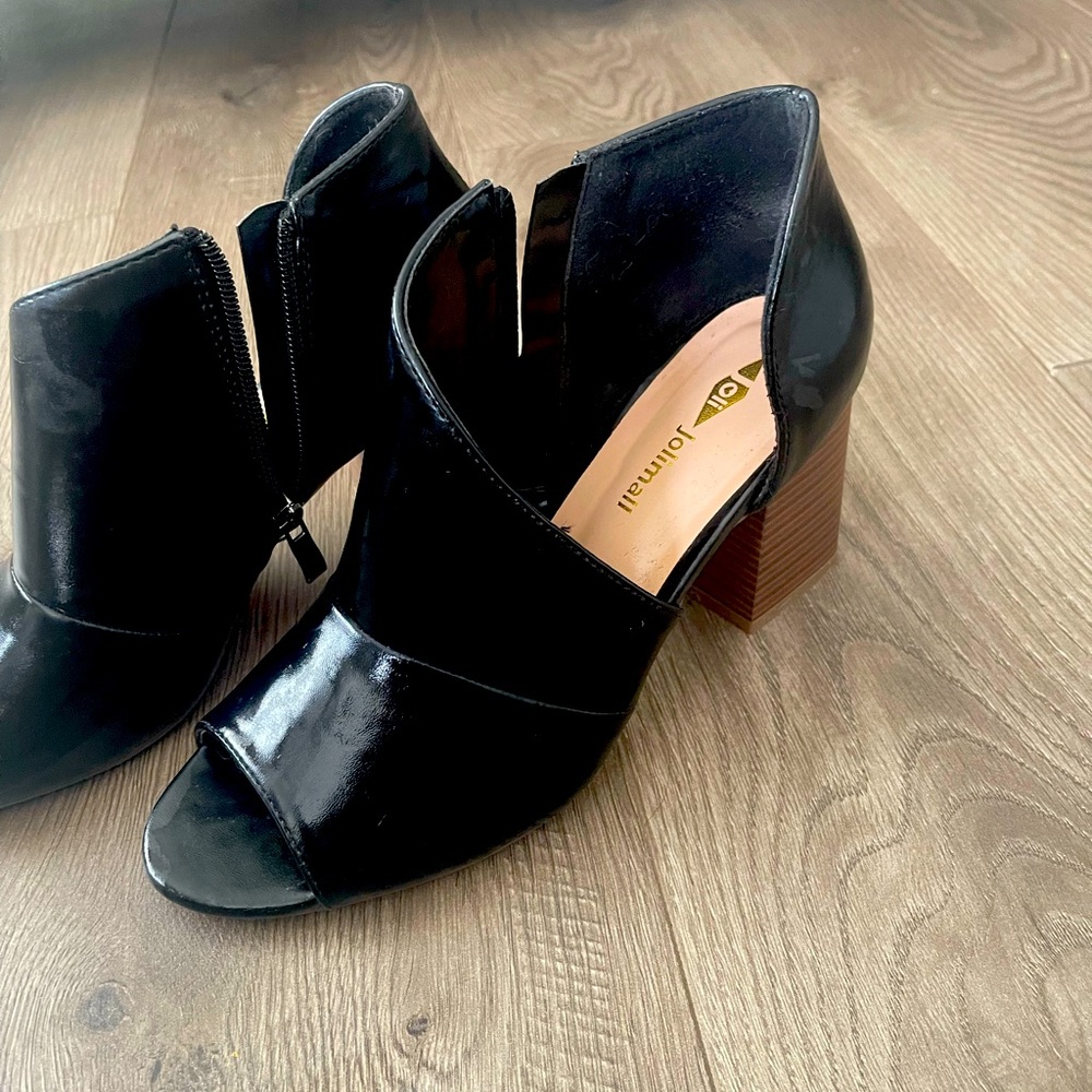 Peep toe booties! Worn once, great condition, size 8